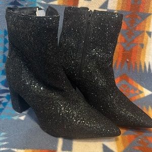 Black sparkly booties. Size 10B. Never worn.